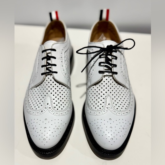 Thom Browne White and Black Oxford Shoes with Brogue Detailing main image 6
